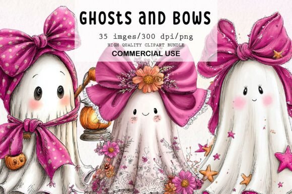 Download Cute Ghosts &amp; Bows Clipart - Ghosts Collection