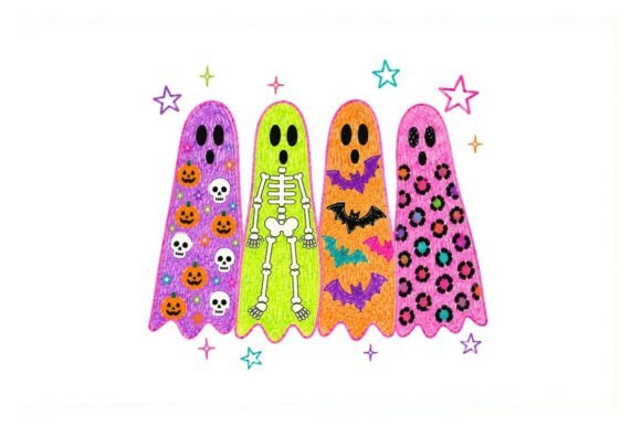 Download Colorful Halloween Ghosts Clipart Bundle - Ghosts Collection
