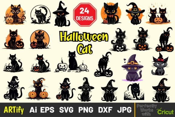 Download Halloween Spooky Cats Vector Clipart - Spooky cats Collection