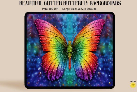 Download Rainbow Glitter Butterfly Backgrounds - Premium Bundle