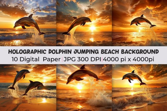 Download Holographic Dolphin Wavy Sea Background - Sea background Collection