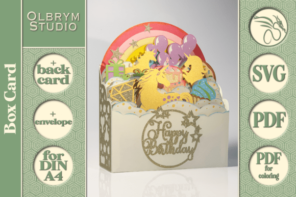 Download Magical Unicorns Happy Birthday Card SVG - Unicorn Collection
