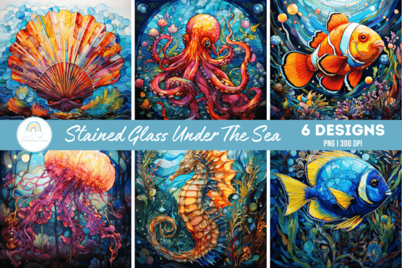 Download Stained Glass Under the Sea Background - Sea background Collection
