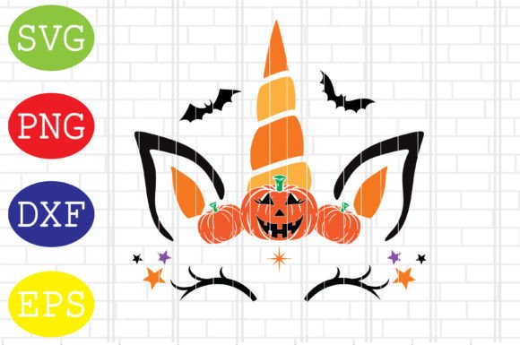 Download Halloween Unicorn Face Pumpkin Svg Dxf - Unicorn Collection