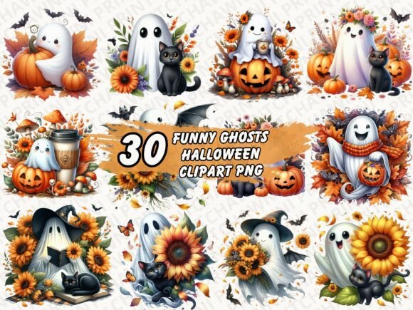 Download Funny Ghosts Pumpkin Halloween Bundle - Ghosts Collection