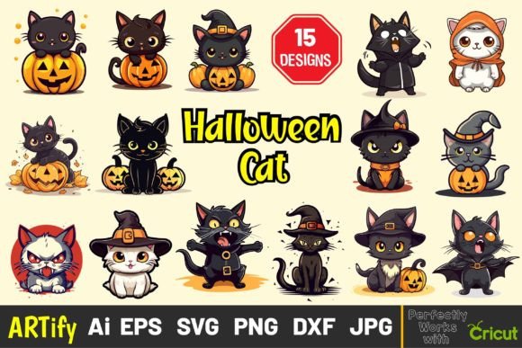 Download Halloween Spooky Cats Vector Clipart - Spooky cats Collection