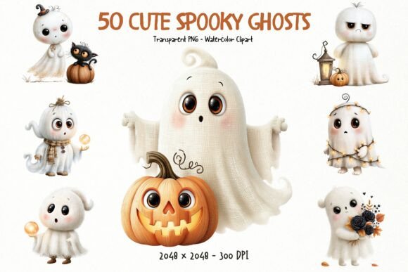 Download Whimsical Cute Spooky Ghosts PNG Clipart - Ghosts Collection