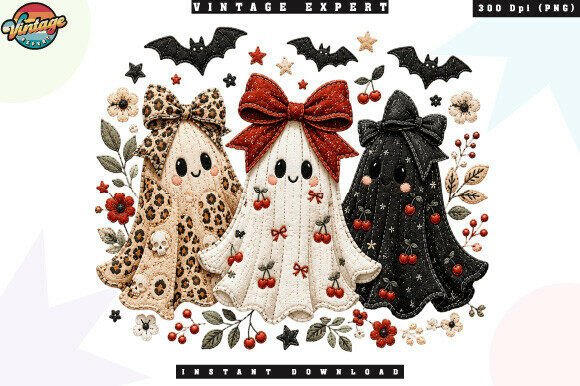 Download Cherry and Bow Ghosts Halloween PNG - Ghosts Collection