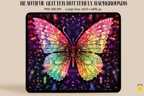 Download Rainbow Glitter Butterfly Backgrounds - Premium Bundle
